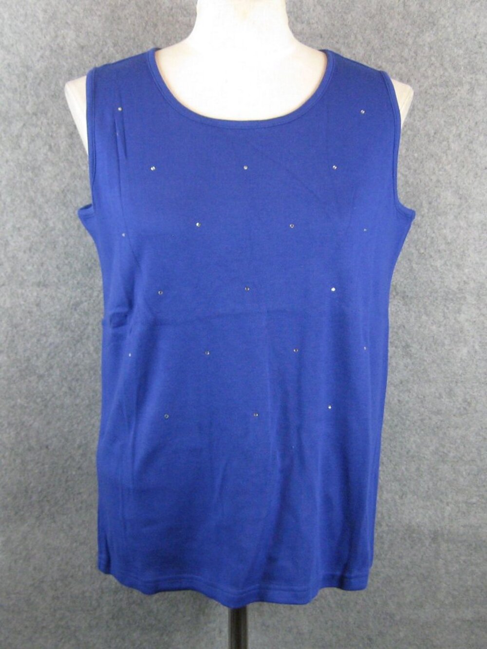 Quacker Factory Tank Top Sz M Rhinestones Blue